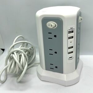 Power Strip Tower Multi Tap 12 Outlets 4 USB 1 Type C